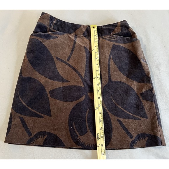 Boden Velvet A-line Pencil Skirt Tulip Print Brown Mod Floral Boho 6 R - Picture 3 of 10